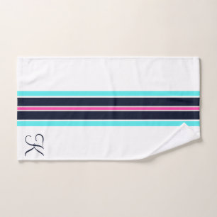 Blue Bachelorette Cursive Monogram Minimalist Bath Towel Set