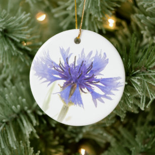 Blue Bachelor's Button Photo - Ceramic Ornament