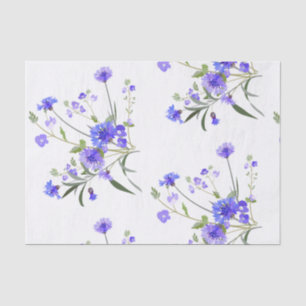 Blue Bachelor's Buttons Floral Tissue Paper