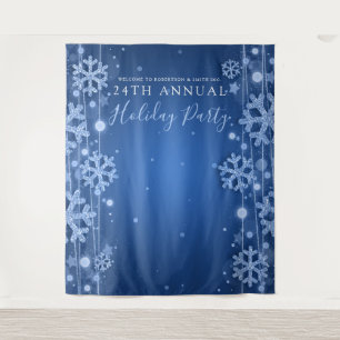 Blue Backdrop Corporate Holiday Party Winter Glam Tapestry