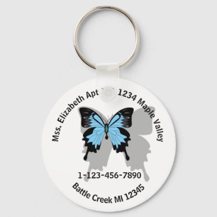 Blue Backed Butterfly Home or Business Contact  Ke Keychain
