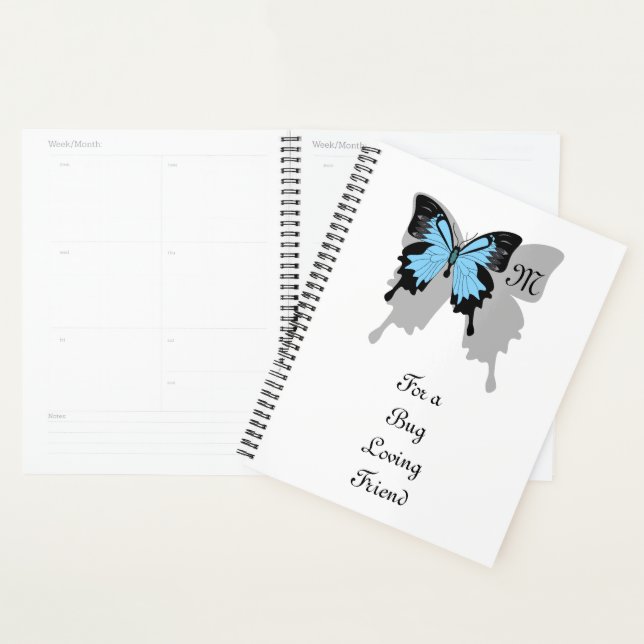 Blue Backed Butterfly Shadow Monogram Planner (Display)