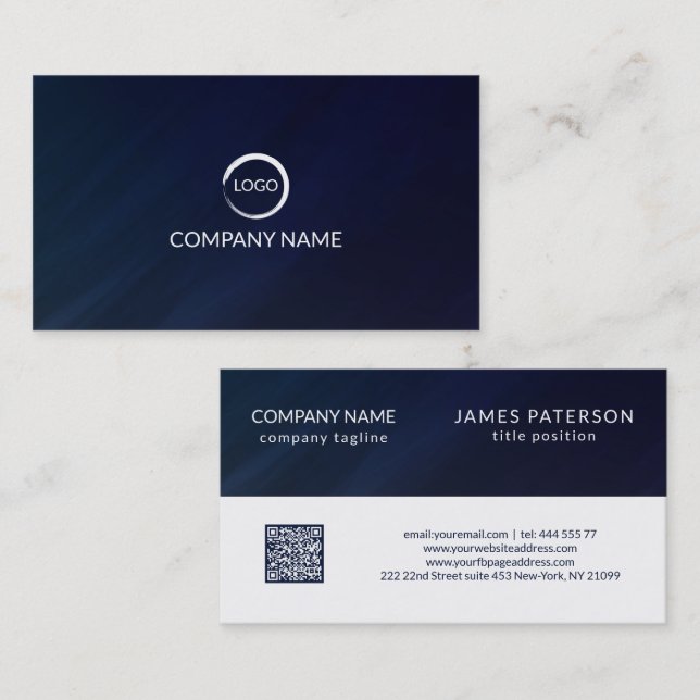 Blue Background And White Logo Business Card (Front/Back)