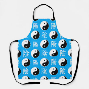 Blue Background Chinese Yinyang Pattern Apron
