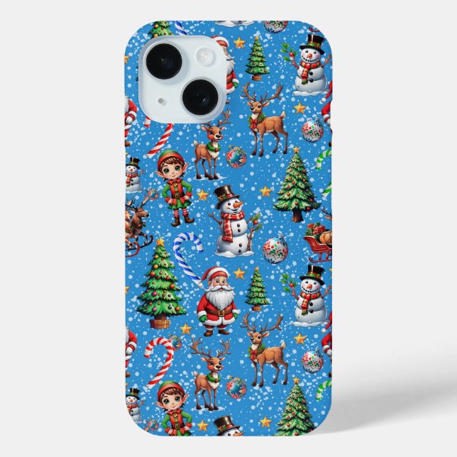 Blue Background Christmas Decorative Pattern Case-Mate iPhone Case (Back)