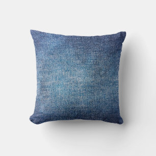 Blue background, denim jeans texture background. D Throw Pillow