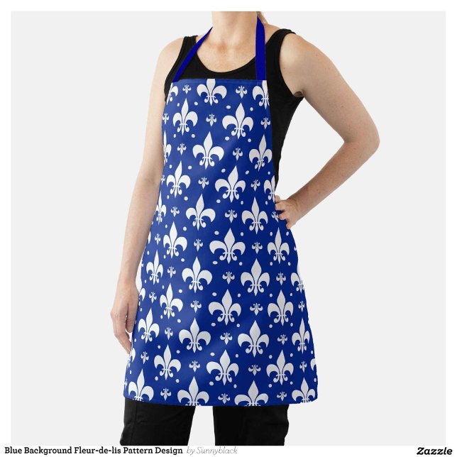 Blue Background Fleur-de-lis Pattern Design  Apron (Creator Uploaded)