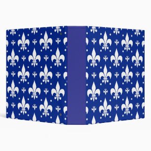 Blue Background Fleur-de-lis Pattern Design  Binder