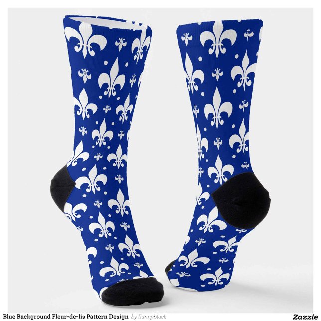 Blue Background Fleur-de-lis Pattern Design  Socks (Creator Uploaded)