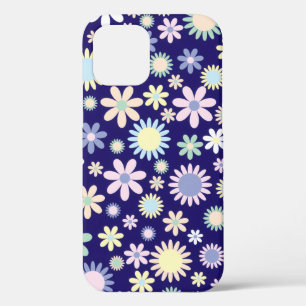 Blue Background Floral Pattern iPhone 12 Case