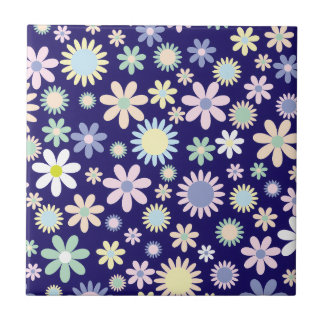 Blue Background Floral Pattern Tile