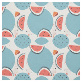 Blue Background & Fresh Slices Fabric