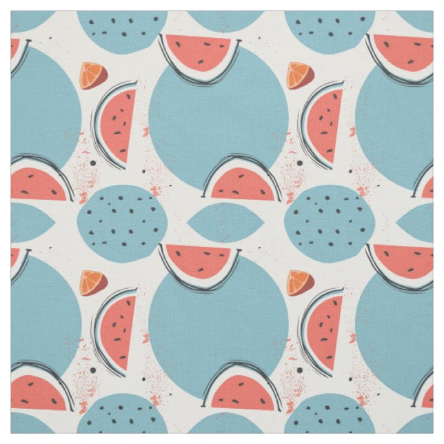 Blue Background & Fresh Slices  Fabric (Swatch)