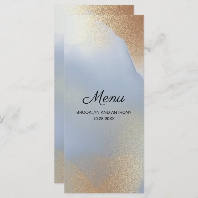 Blue Background Gold Texture Menu (Front/Back)