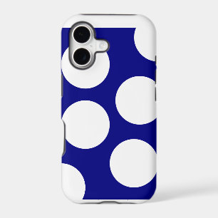 Blue Background & Large White Circles Polka Dot  
