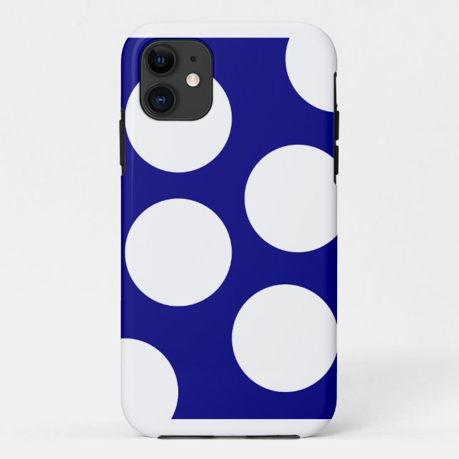 Blue Background & Large White Circles Polka Dot   Case-Mate iPhone Case (Back)