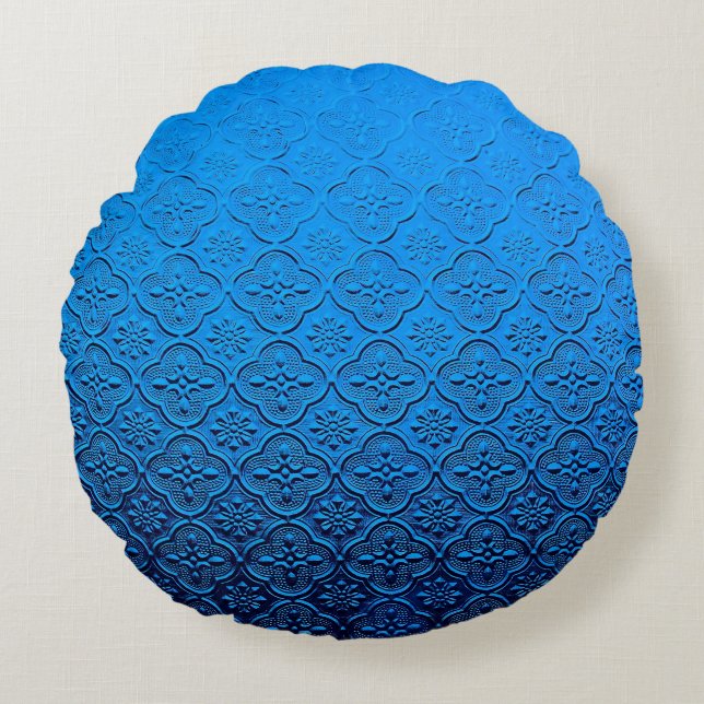 blue background round pillow (Front)