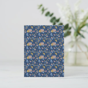 Blue Background Thread Effect Floral Pattern Announcement