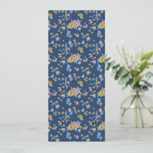 Blue Background Thread Effect Floral Pattern Announcement