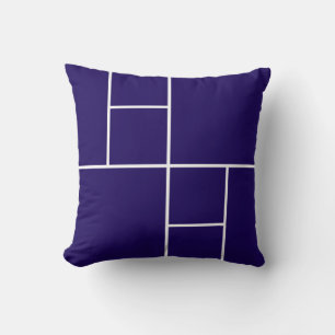 Blue background white lines asymmetric geometric throw pillow