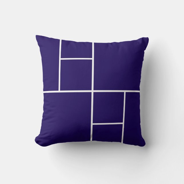 Blue background white lines asymmetric geometric throw pillow (Front)