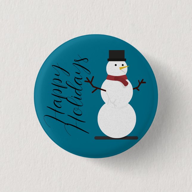 Blue Background With Snowman  1 Inch Round Button (Front)