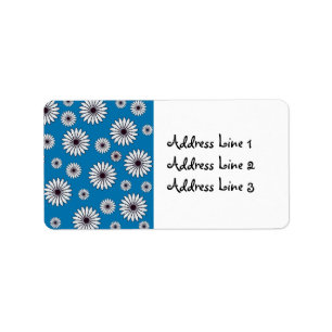 Blue Background with White Flowers Label