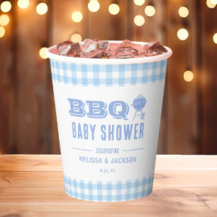 Blue Backyard BBQ Baby Shower Paper Cups