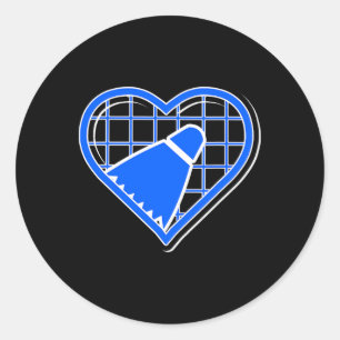 Blue Badminton Heart For Badminton Lovers  Classic Round Sticker
