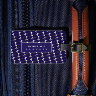 Blue baggage tag of airplanes for a pilot