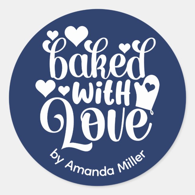 Blue Baked With Love Father's Day Baking Classic Round Sticker (Front)