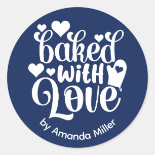 Blue Baked With Love Father's Day Baking Classic Round Sticker