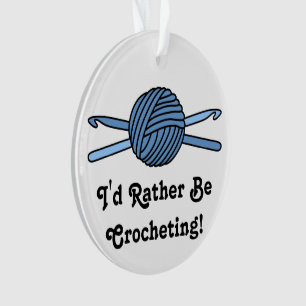Blue Ball of Yarn & Crochet Hooks Ornament