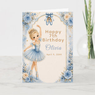 Blue Ballerina Birthday Party Card