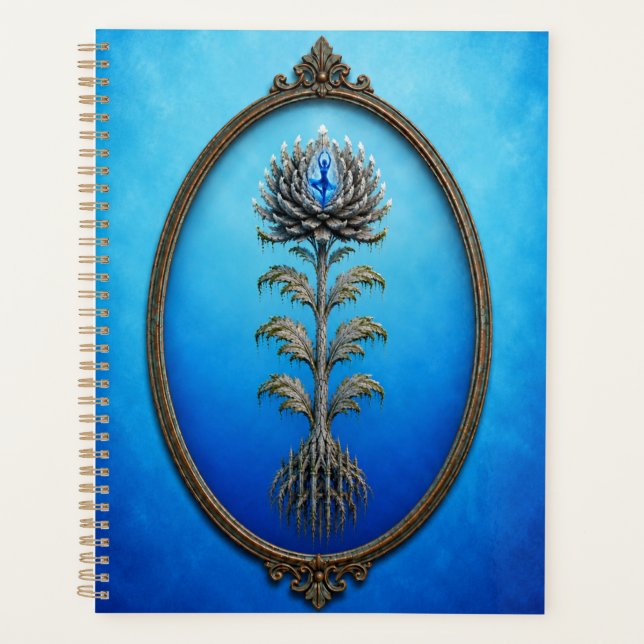Blue Ballerina Stone Flower Notebook Planner (Front)