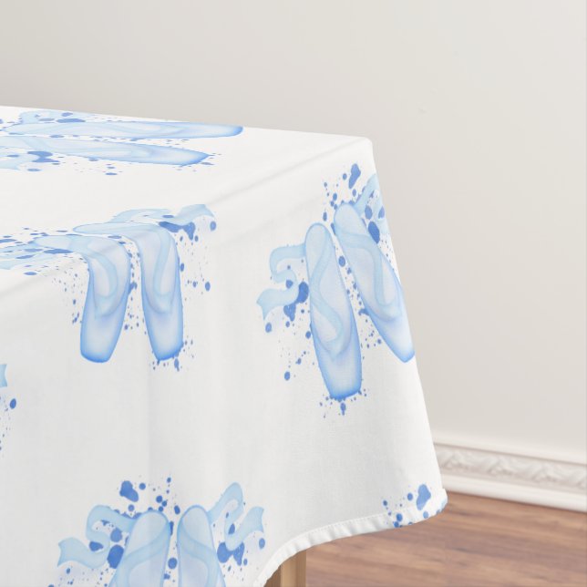 Blue Ballet Birthday Pointe Shoes Tablecloth (In Situ)