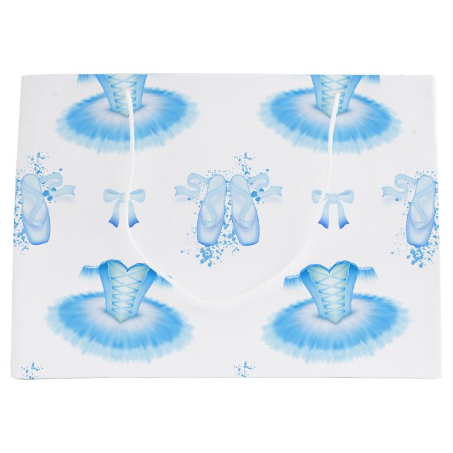 Blue Ballet Birthday Tutu & Pointe Shoes Large Gift Bag (Front)