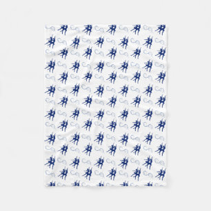 Blue Ballet Dancer Pattern Fleece Blanket