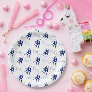Blue Ballet Dancer Pattern Paper Plate