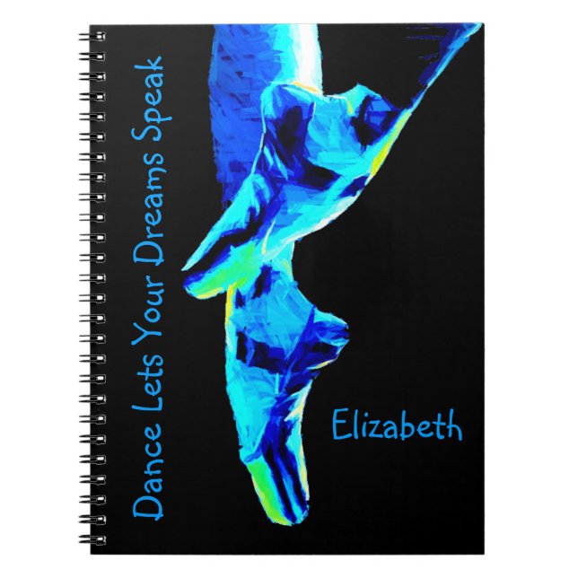 Blue Ballet Pointe Slippers Personalized Notebook (Front)