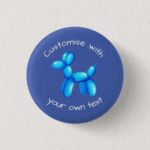 Blue Balloon Animal Dog 1 Inch Round Button