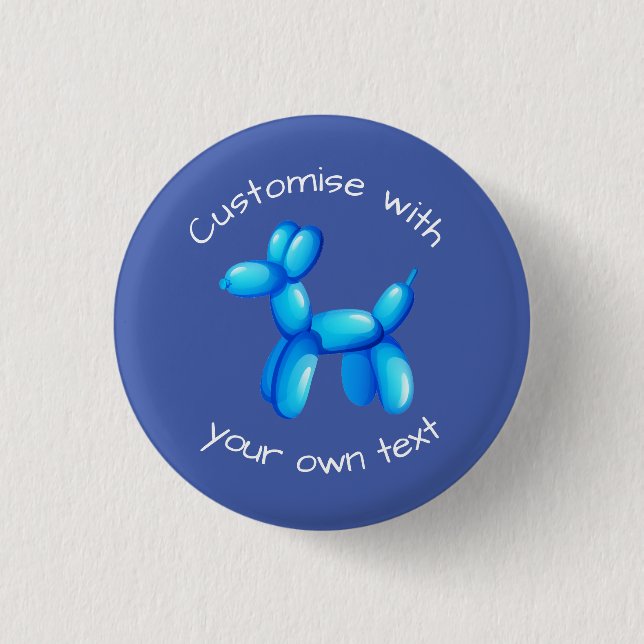 Blue Balloon Animal Dog 1 Inch Round Button (Front)
