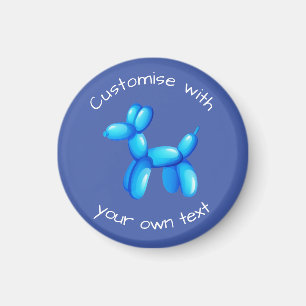 Blue Balloon Animal Dog Custom Text Magnet