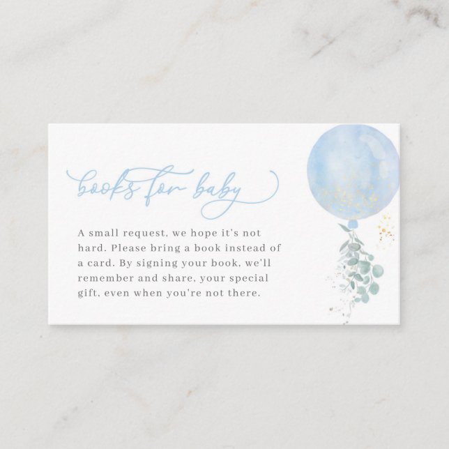 Blue Balloon Baby Shower Books for Baby Card (Front)