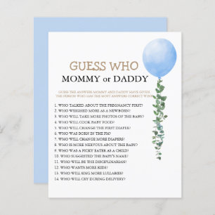 Blue Balloon Baby Shower Game