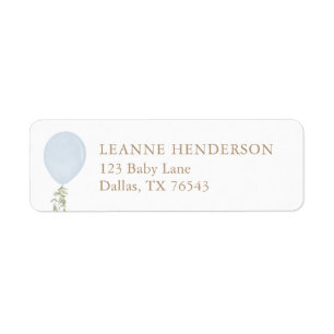 Blue Balloon Baby Shower Return Address