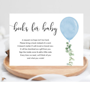 Blue balloon Books for baby boy Enclosure Card