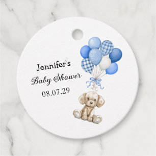 Blue Balloon Boy Baby Shower Favour Tags