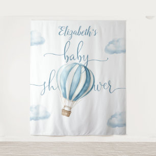 Blue Balloon Boy Baby Shower Photo Backdrop Tapestry