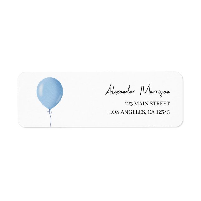 Blue Balloon Boy Birthday Party Address  (Front)